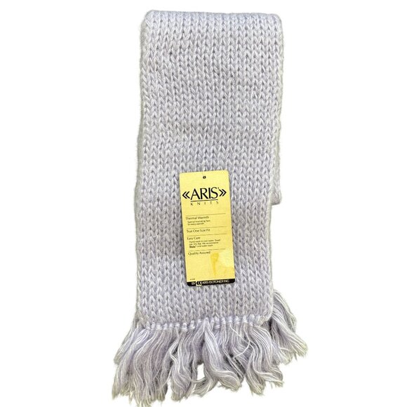 Aris Knits Thermal Puff Lavender Acrylic Scarf With Tassels - Picture 5 of 12